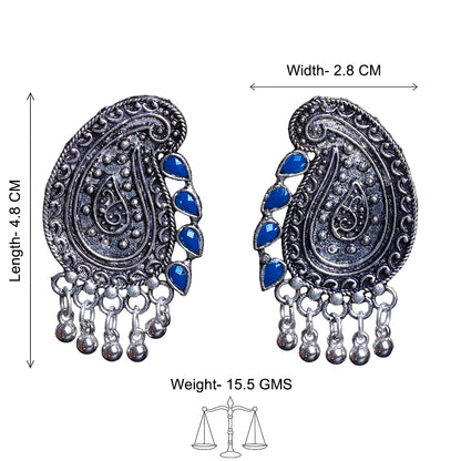 Curve and bloom stud earring (Blue)