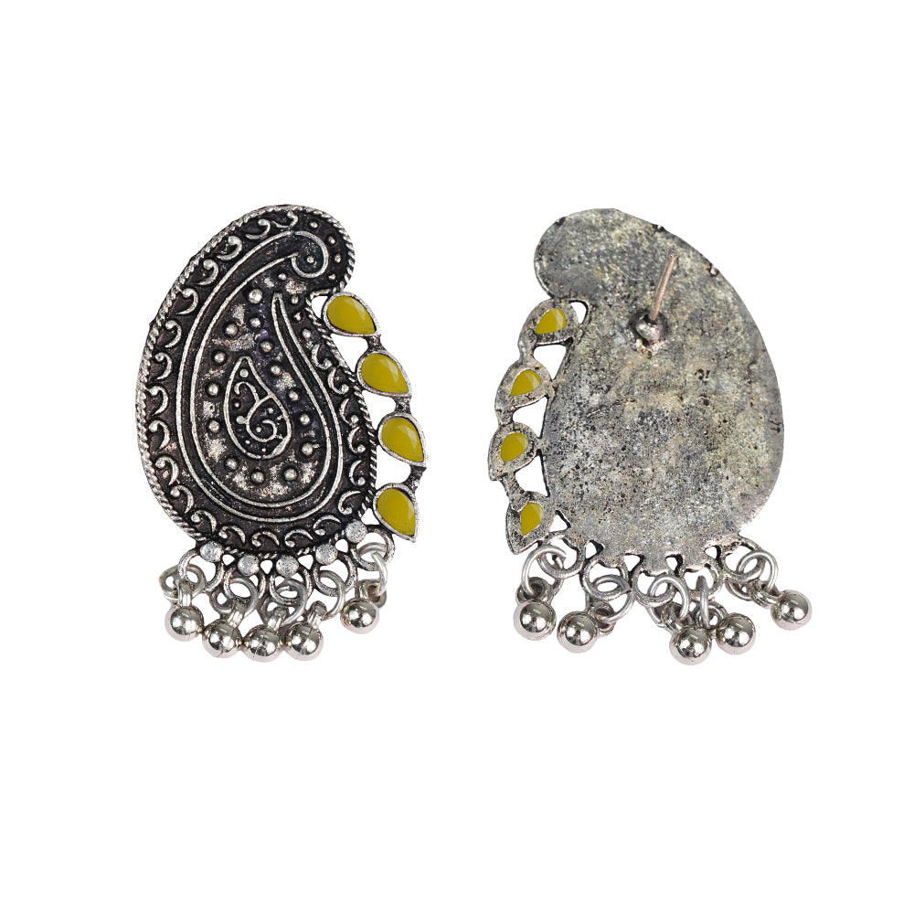 Curve and bloom stud earring (Yellow)
