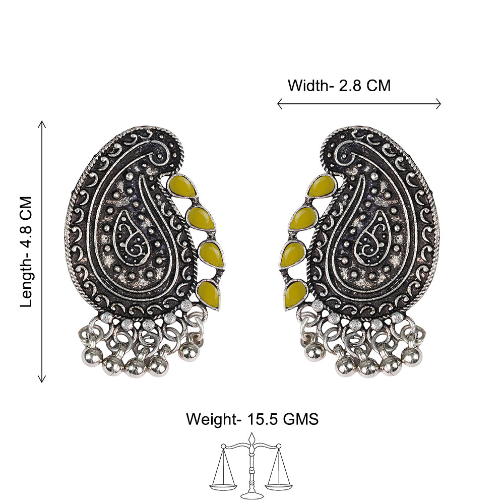 Curve and bloom stud earring (Yellow)