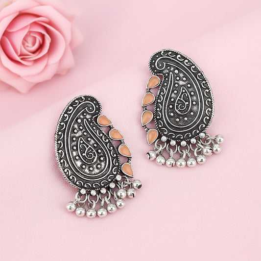 Curve and bloom stud earring (Light Orange)