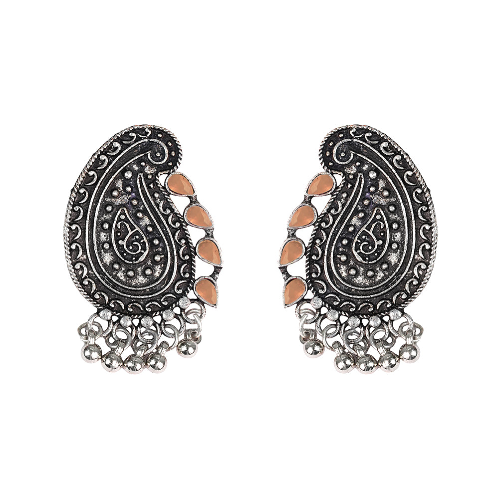 Curve and bloom stud earring (Light Orange)