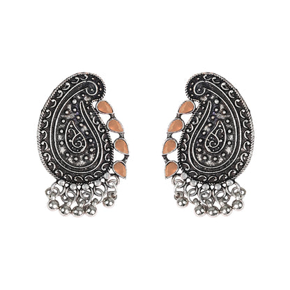 Curve and bloom stud earring (Light Orange)