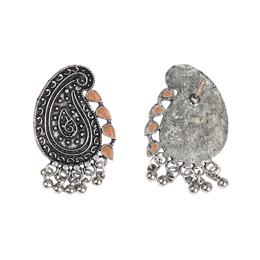 Curve and bloom stud earring (Light Orange)