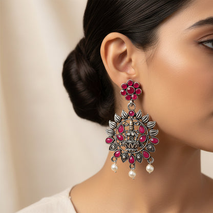 Dhan Laxmi dangler earring (Red)