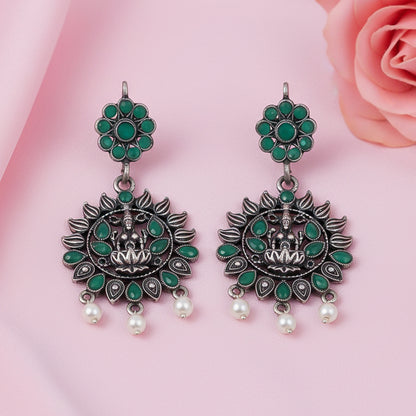 Dhan Laxmi dangler earring (Green)