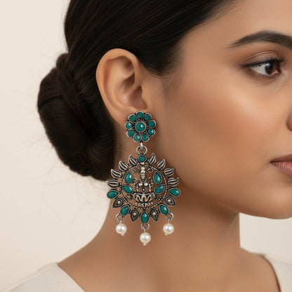 Dhan Laxmi dangler earring (Green)