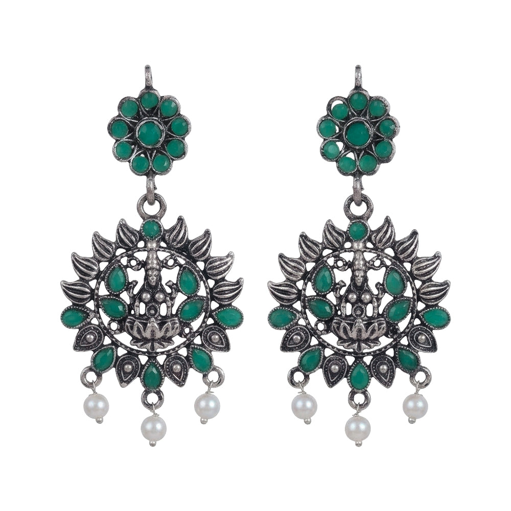 Dhan Laxmi dangler earring (Green)