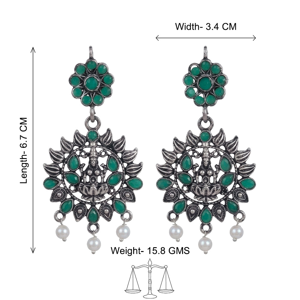 Dhan Laxmi dangler earring (Green)
