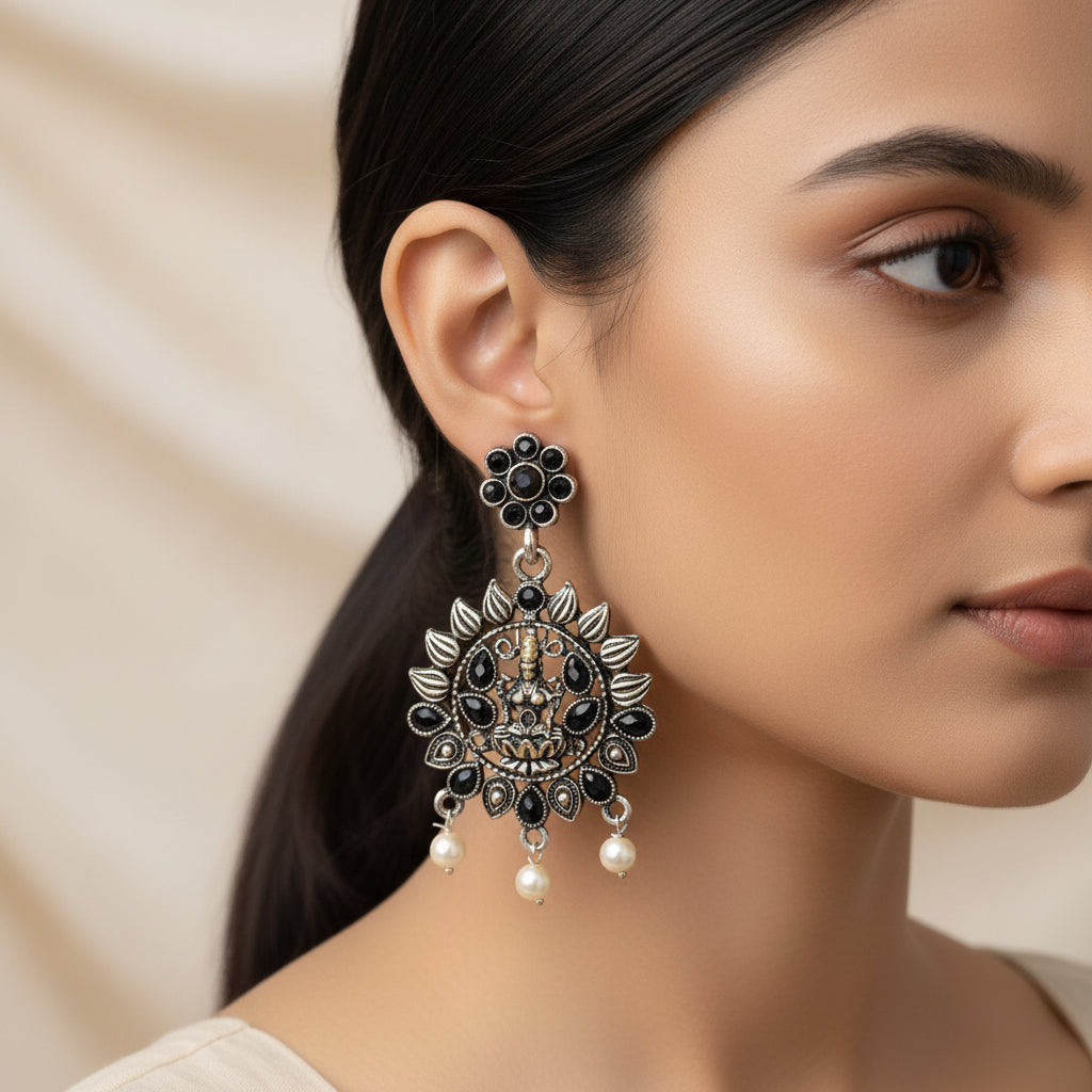 Dhan Laxmi dangler earring (Black)
