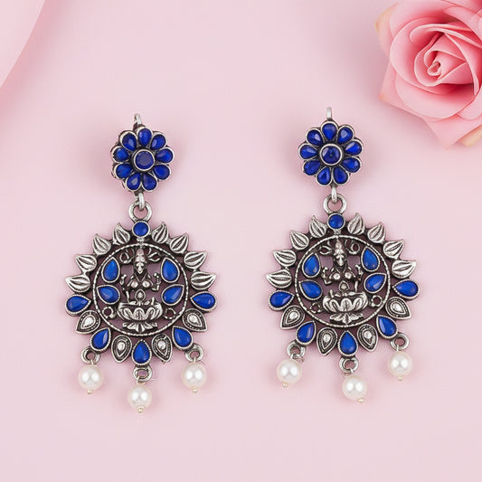 Dhan Laxmi dangler earring (Blue)