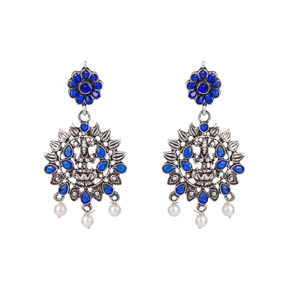 Dhan Laxmi dangler earring (Blue)