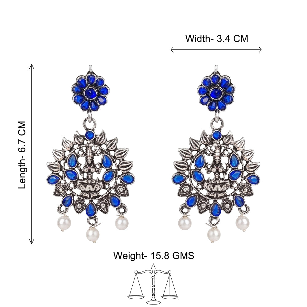 Dhan Laxmi dangler earring (Blue)