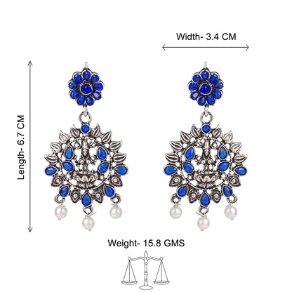 Dhan Laxmi dangler earring (Blue)