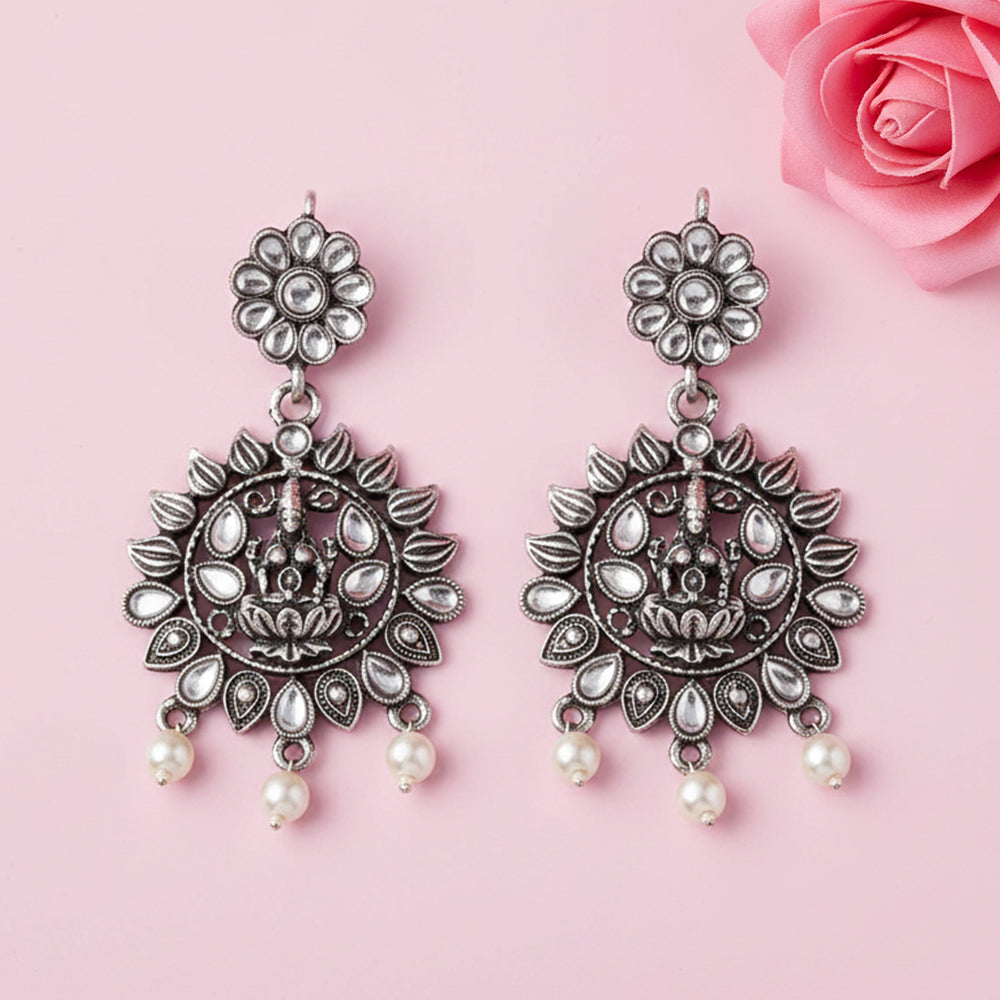 Dhan Laxmi dangler earring (White)