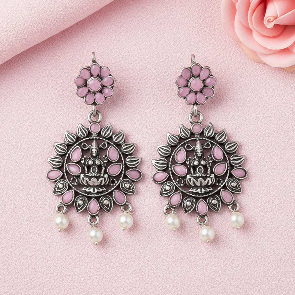 Dhan Laxmi dangler earring (Baby Pink)