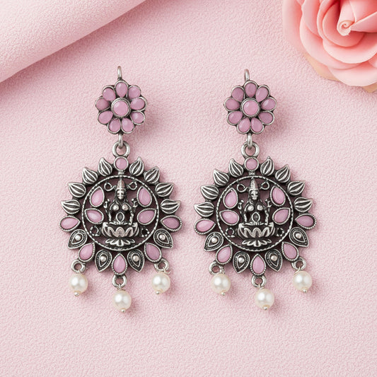 Dhan Laxmi dangler earring (Baby Pink)