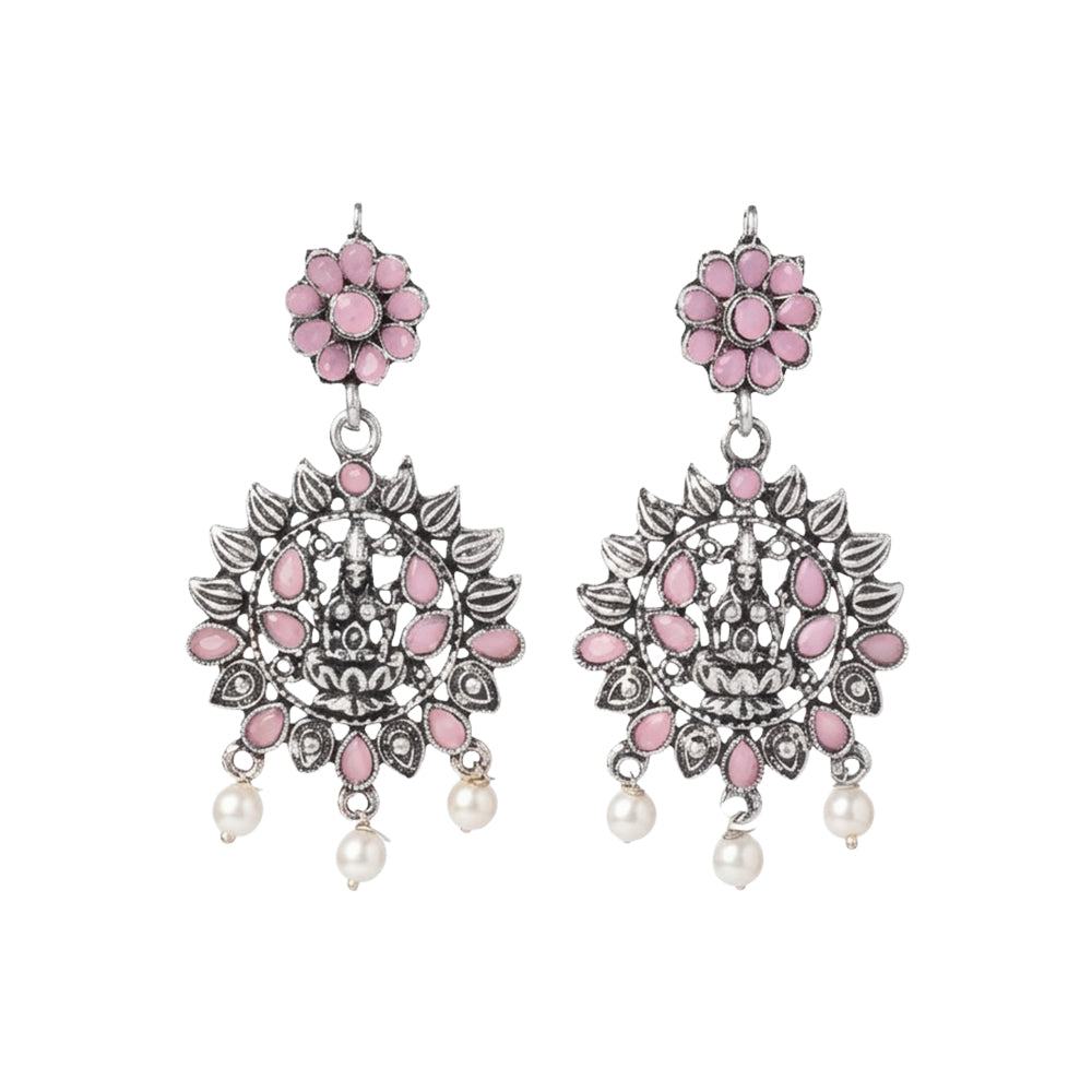 Dhan Laxmi dangler earring (Baby Pink)