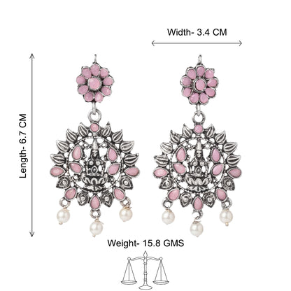 Dhan Laxmi dangler earring (Baby Pink)