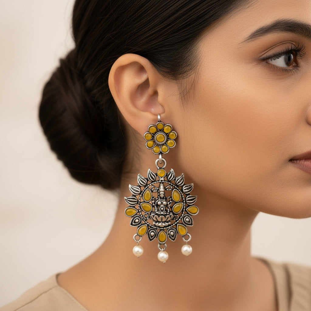 Dhan Laxmi dangler earring (Yellow)