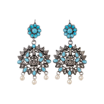 Dhan Laxmi dangler earring (Sky Blue)
