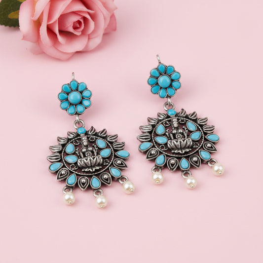 Dhan Laxmi dangler earring (Sky Blue)