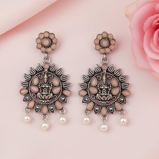 Dhan Laxmi dangler earring (Light Orange)