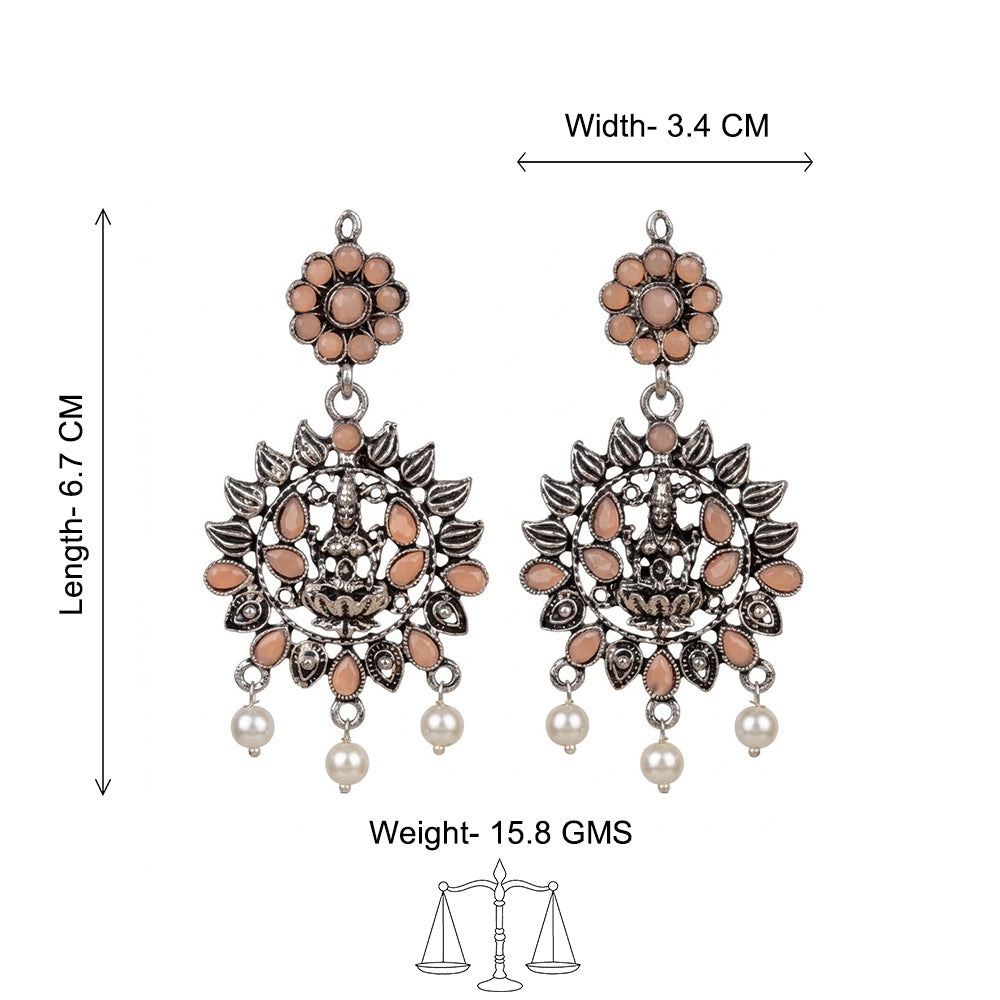 Dhan Laxmi dangler earring (Light Orange)