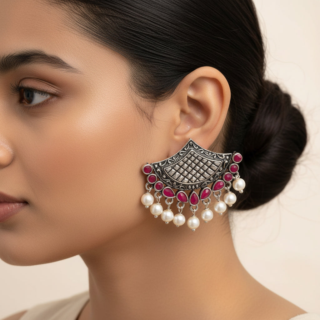 Royal Potli stud earrings (Red)