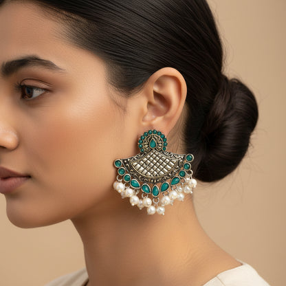 Royal Potli stud earrings (Green)