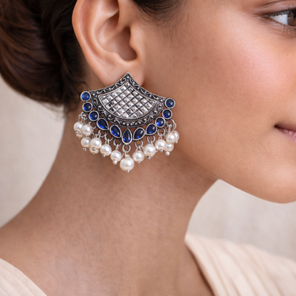 Royal Potli stud earrings (Blue)