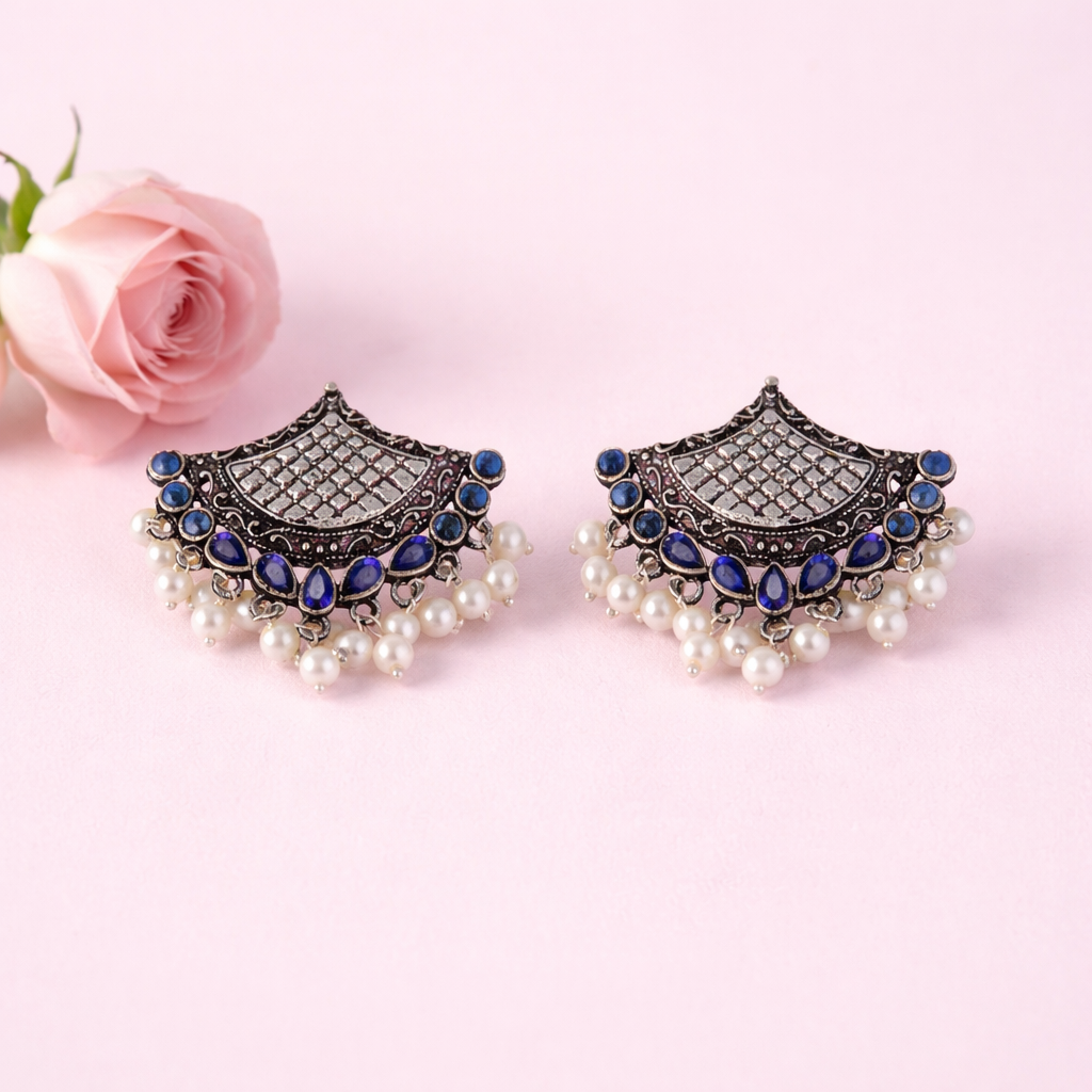 Royal Potli stud earrings (Blue)
