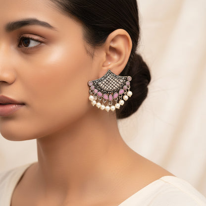 Royal Potli stud earrings (Baby Pink)