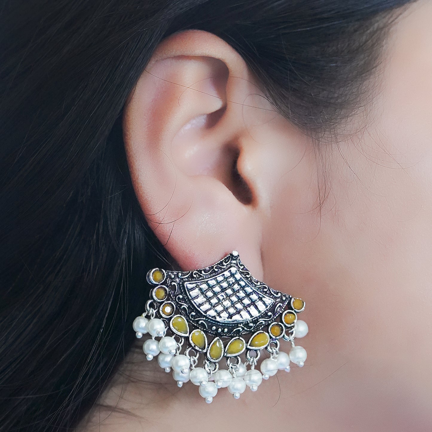 Royal Potli stud earrings (Yellow)