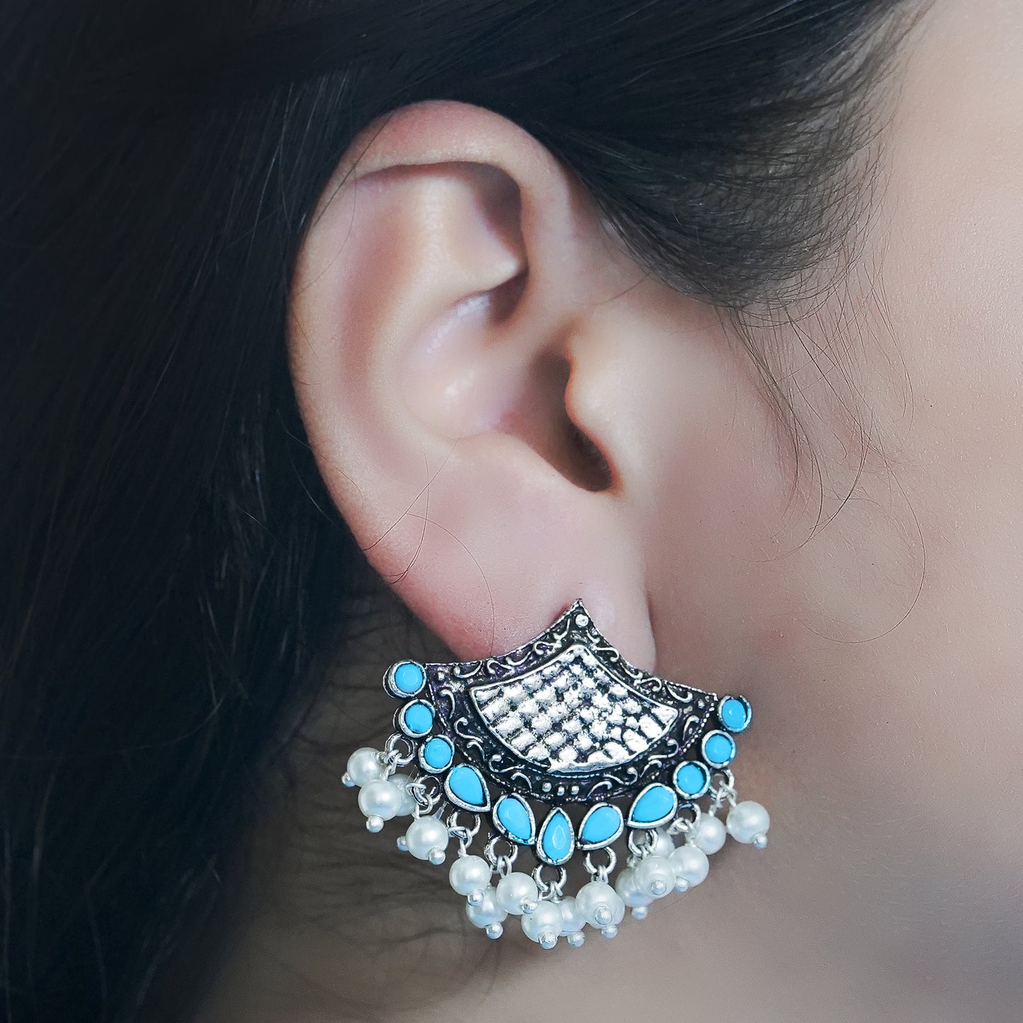 Royal Potli stud earrings (Sky Blue)