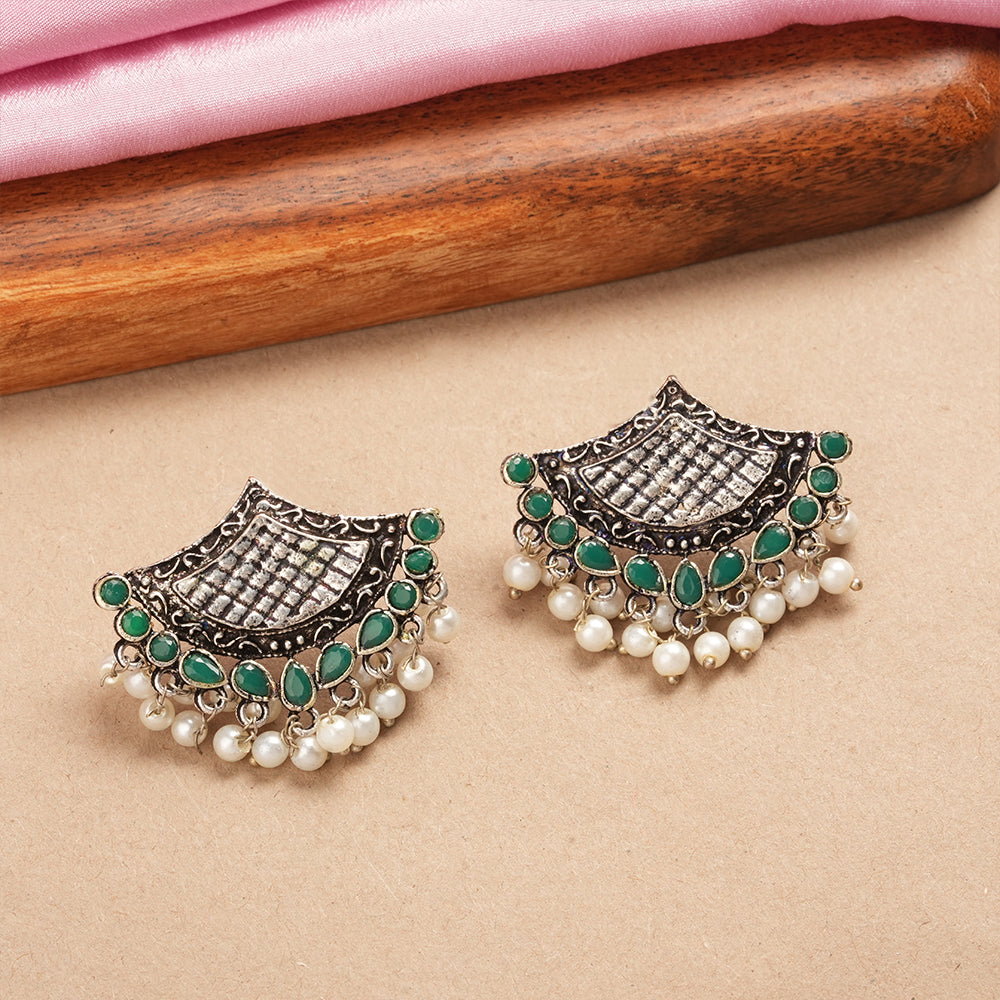 Royal Potli stud earrings (Green)