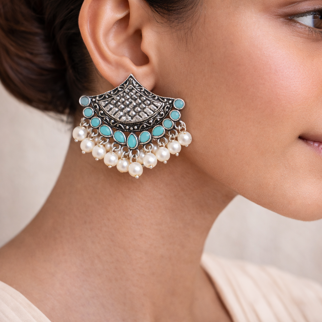 Royal Potli stud earrings (Mint)