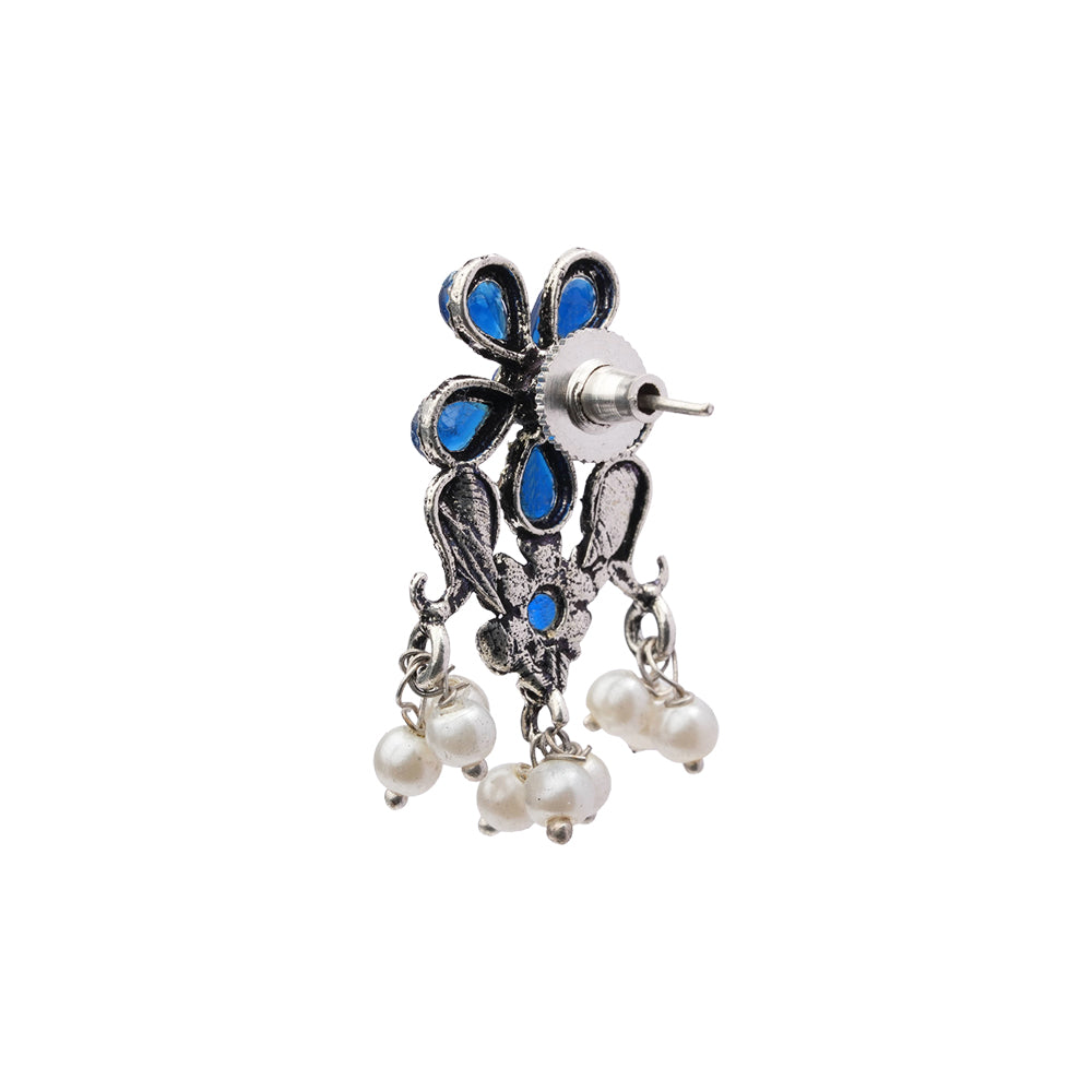 Floral Drop stud earrings (Blue)