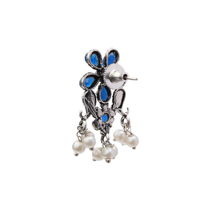 Floral Drop stud earrings (Blue)