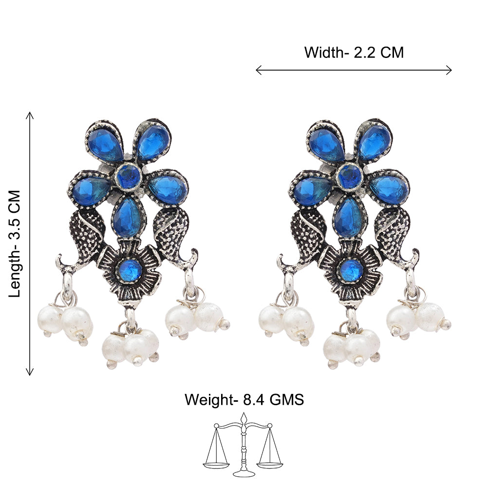 Floral Drop stud earrings (Blue)