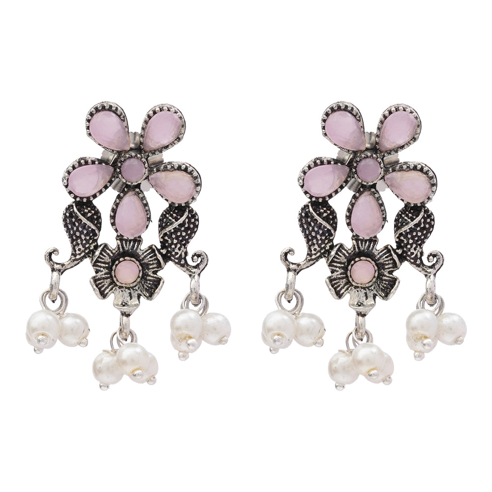 Floral Drop stud earrings (Baby Pink)