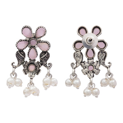 Floral Drop stud earrings (Baby Pink)