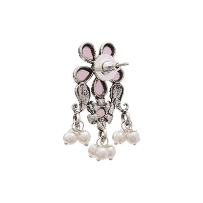 Floral Drop stud earrings (Baby Pink)