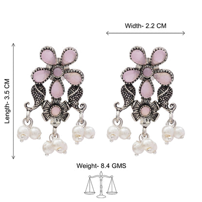 Floral Drop stud earrings (Baby Pink)