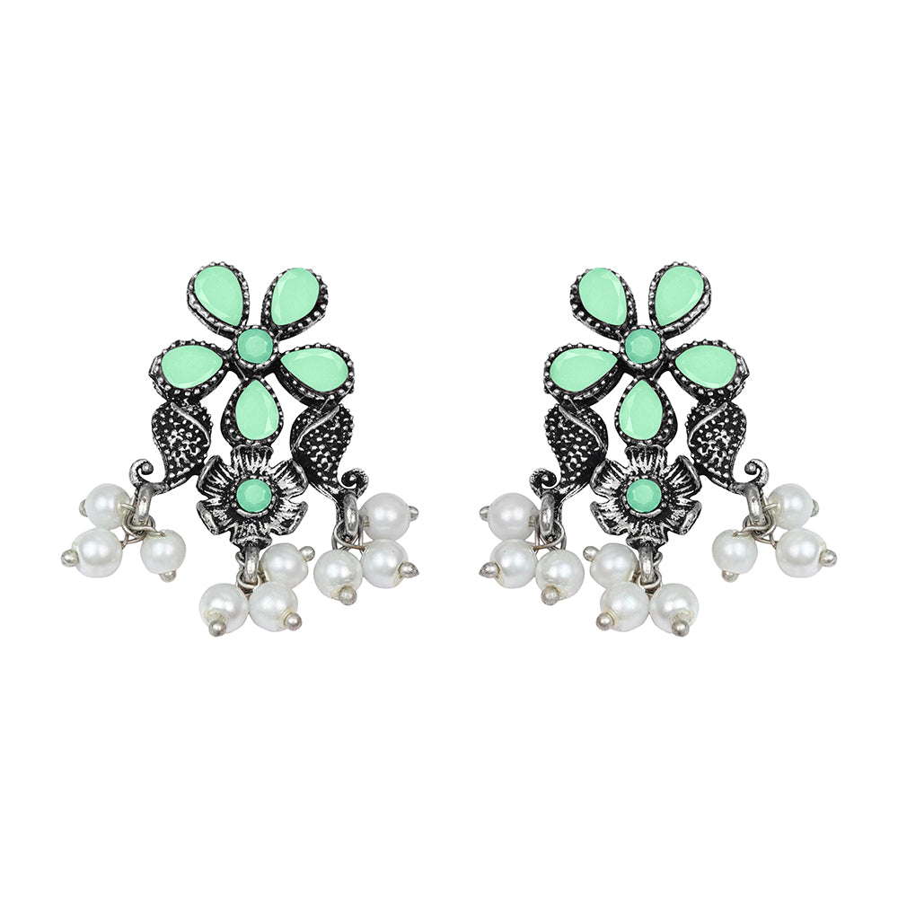 Floral Drop stud earrings (Pista)