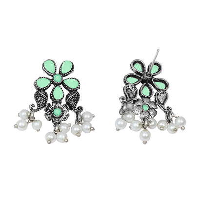 Floral Drop stud earrings (Pista)