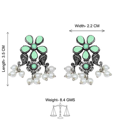 Floral Drop stud earrings (Pista)