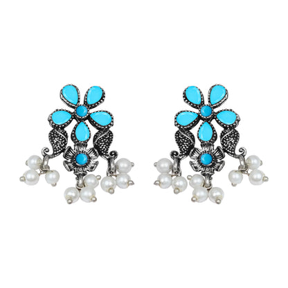 Floral Drop stud earrings (Sky Blue)