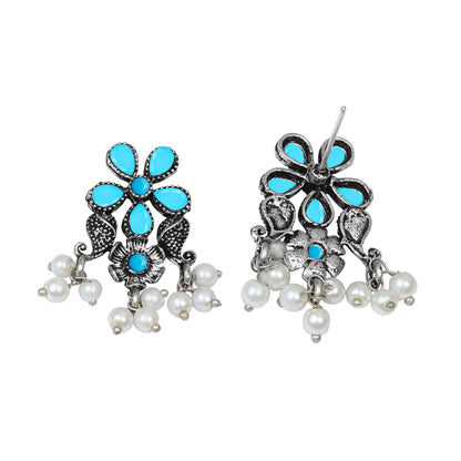 Floral Drop stud earrings (Sky Blue)