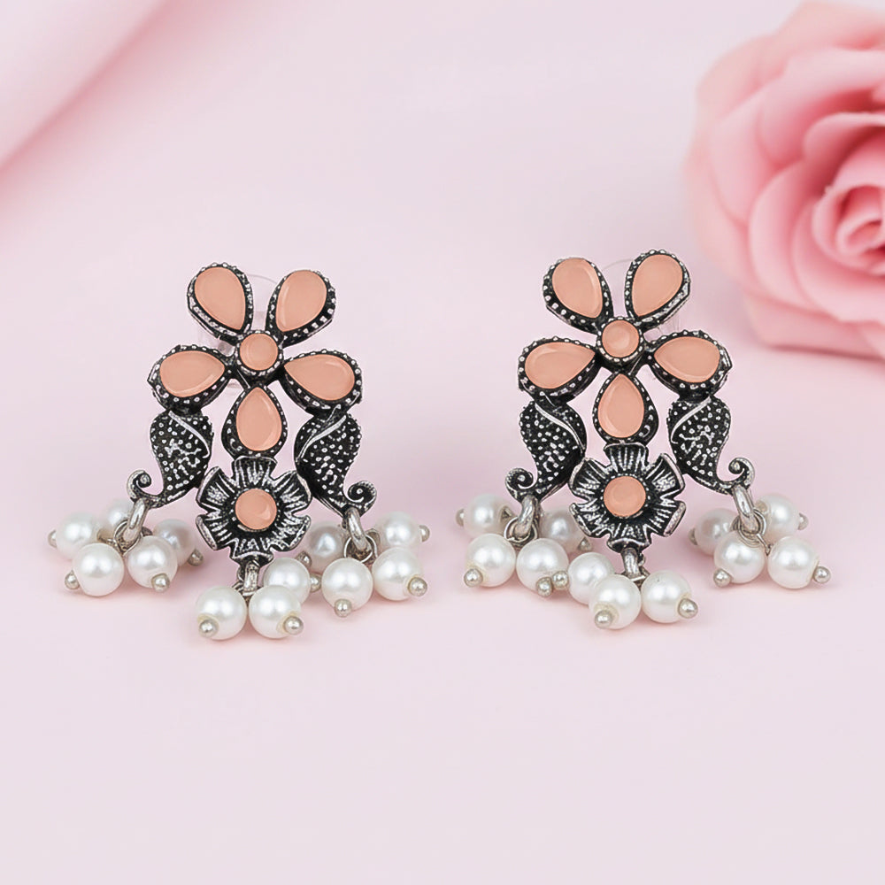 Floral Drop stud earrings (Light Orange)