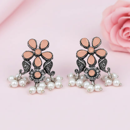 Floral Drop stud earrings (Light Orange)